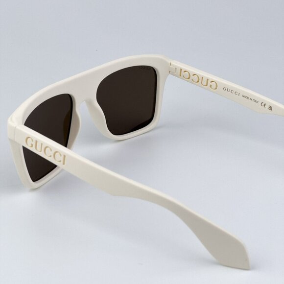Gucci GG1570S 003 BRAND NEW Sunglasses Matte White Brown Unisex Pilot - Picture 8 of 10